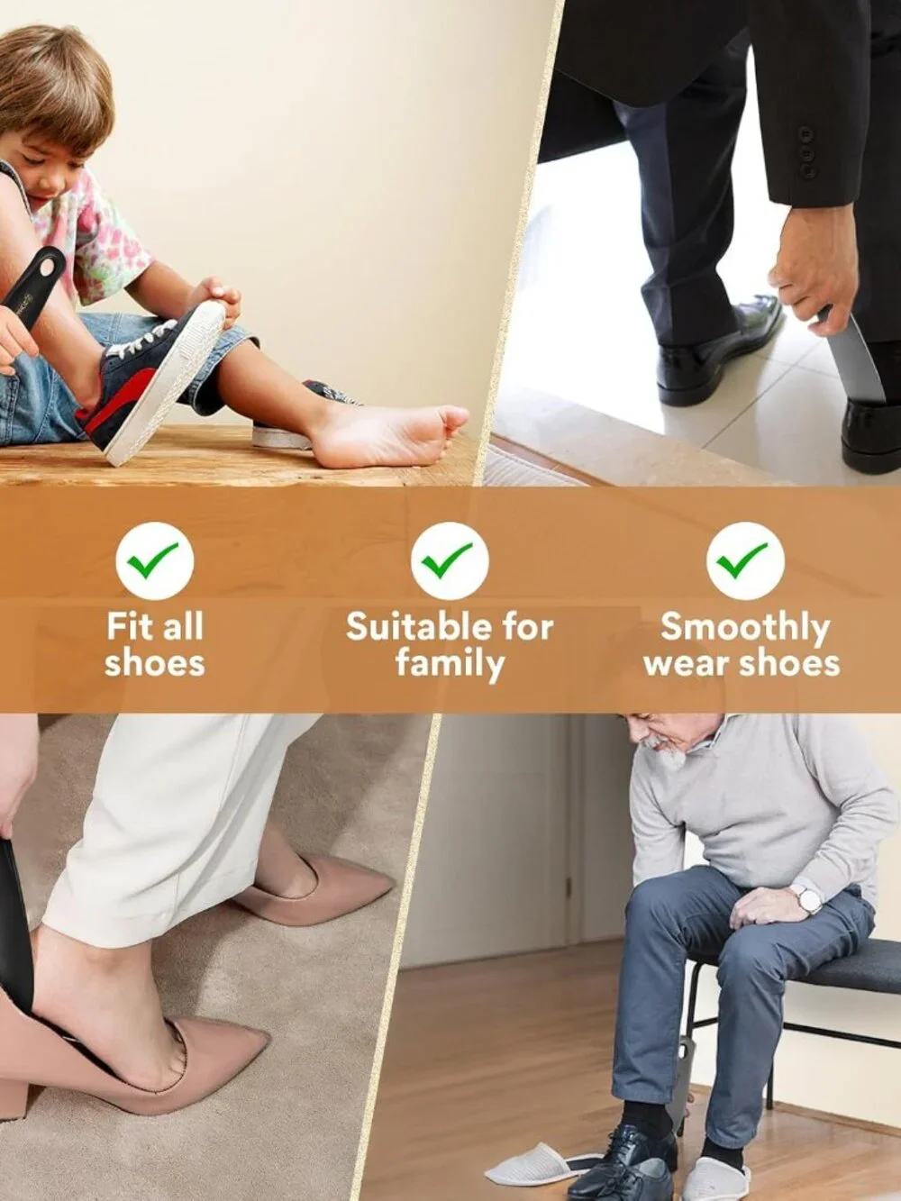 Plastic Shoe Horn for Kids Men Women,Travel Small ShoeHorn Size,Portable Shoe Sp